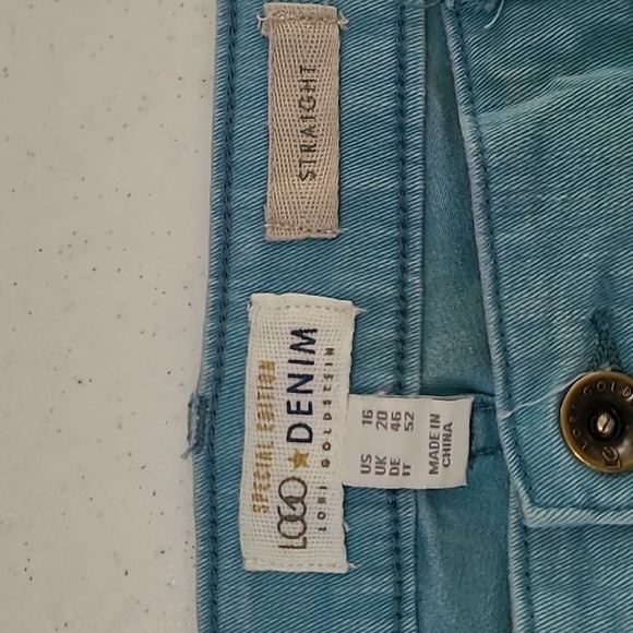 LOGO by Lori Goldstein Light Teal Blue Distressed Straight Leg Jeans size 16 - Picture 4 of 11